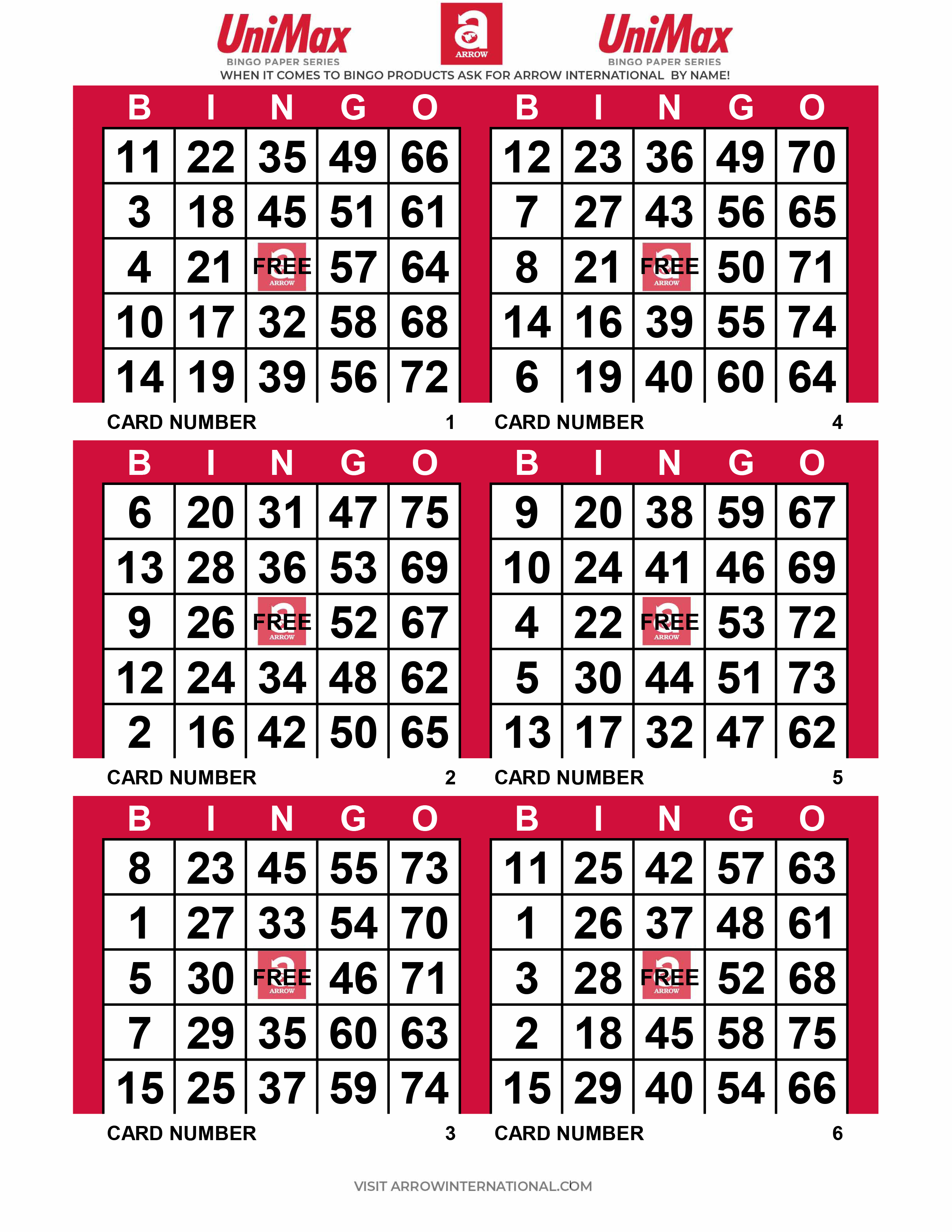 bingo card set up