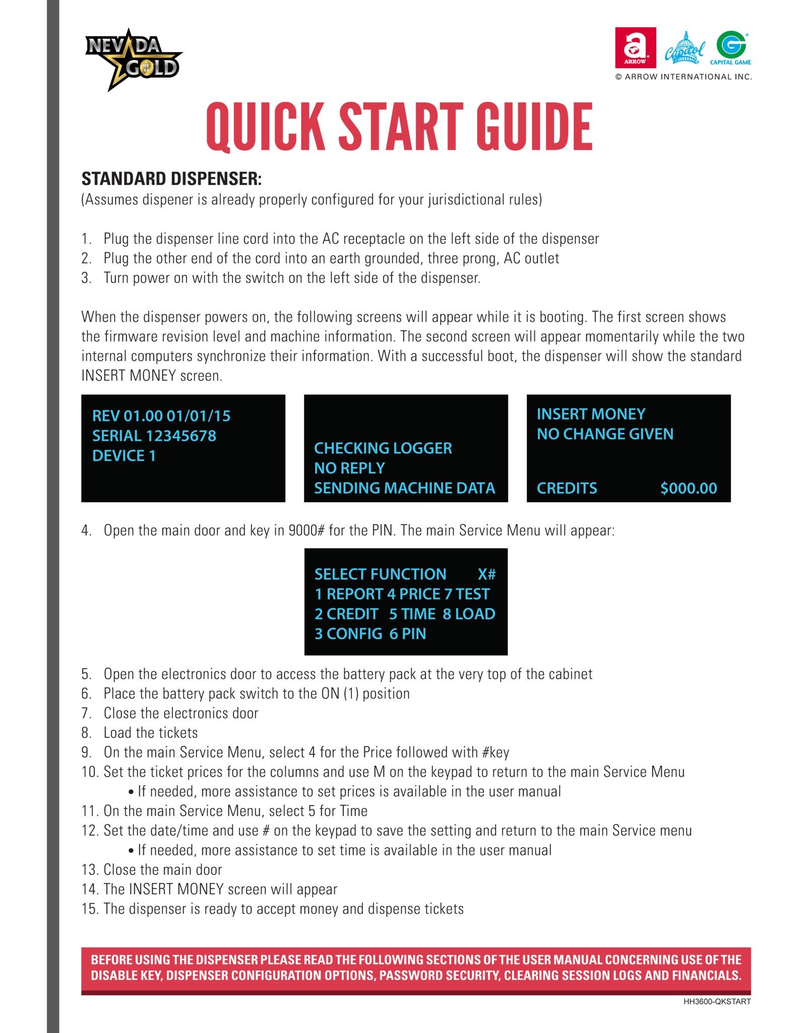 Nevada Gold II Quick Start Guide